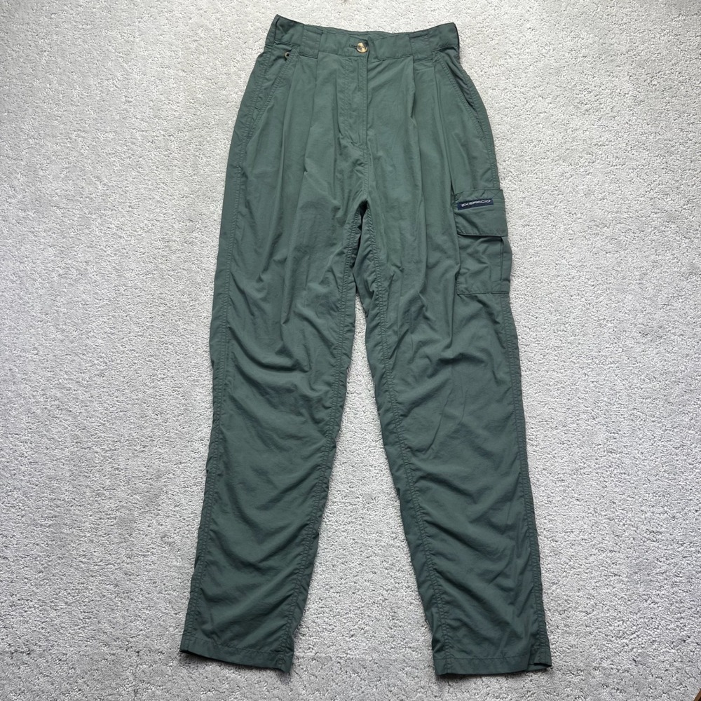 ExOfficio Cargo Pants Womens S Green Nylon Hiking Pleated Lightweight Utility
